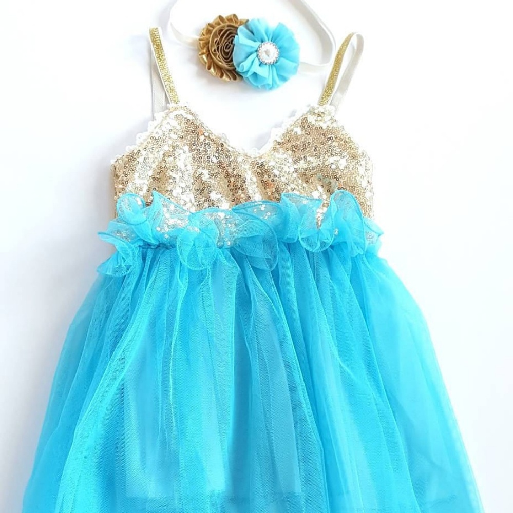 Gold & Teal Tutu Dress